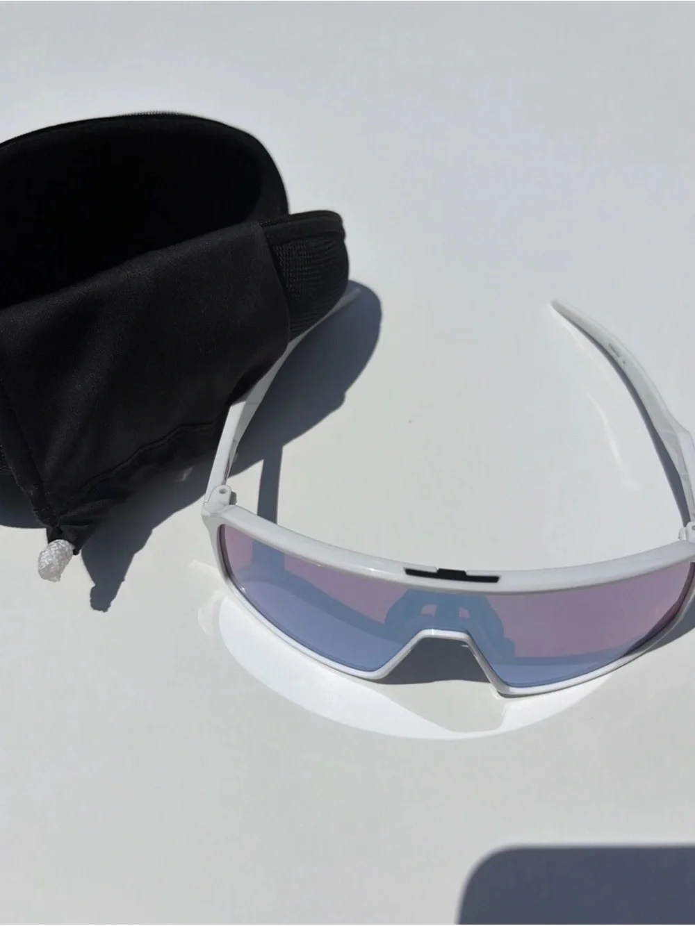 Oakley White Frame Blue Mirrored Sports Sunglasses